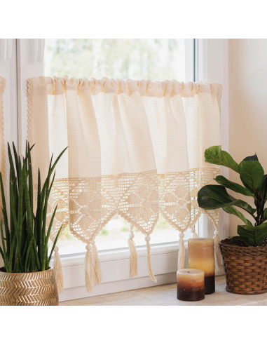 RACHELA Zazdrostka gotowa z ażurem, szerokość 150 x wysokość 75cm, kolor 012 kremowy 912432