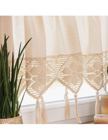 RACHELA Zazdrostka gotowa z ażurem, szerokość 150 x wysokość 75cm, kolor 012 kremowy 912432