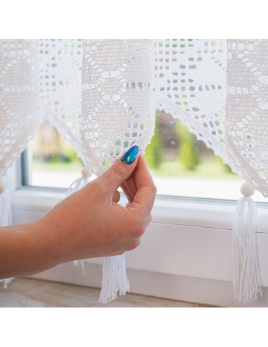 RACHELA Zazdrostka gotowa z ażurem, szerokość 100 x wysokość 90cm, kolor 001 biały 912432