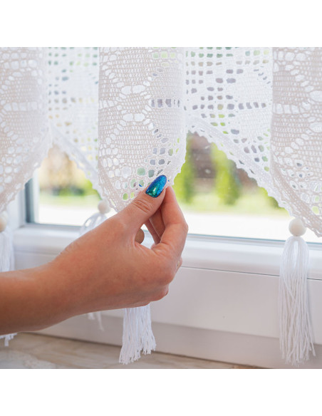 RACHELA Zazdrostka gotowa z ażurem, szerokość 100 x wysokość 90cm, kolor 001 biały 912432