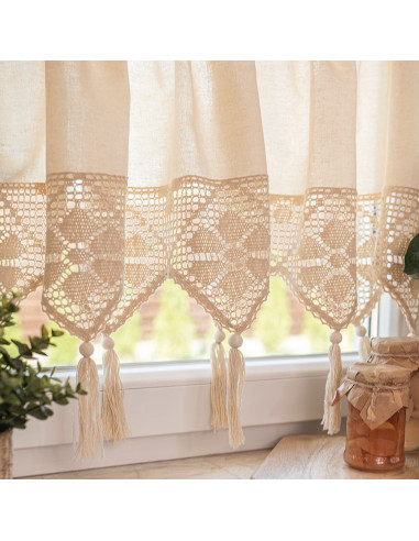 RACHELA Zazdrostka gotowa z ażurem, szerokość 100 x wysokość 90cm, kolor 012 kremowy 912432