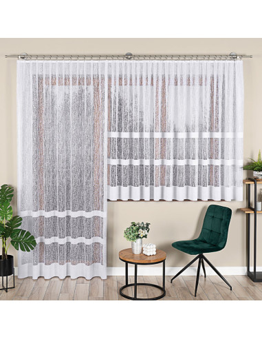 WIKTORIA Firanka żakardowa gotowa na prosto, szerokość 200 x wysokość 250cm, kolor 001 biały 018352