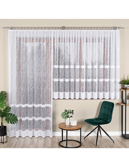 WIKTORIA Firanka żakardowa gotowa na prosto, szerokość 200 x wysokość 250cm, kolor 001 biały 018352