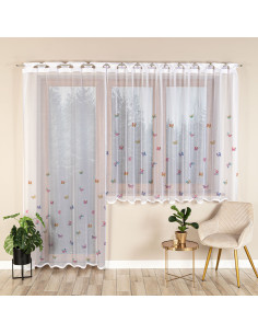 MOTYLKI Firanka żakardowa gotowa na prosto, szerokość 140 x wysokość 230cm, kolor 001 biały P00310