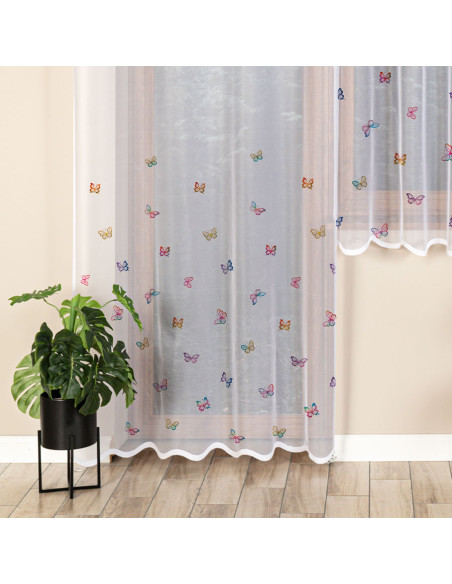 MOTYLKI Firanka żakardowa gotowa na prosto, szerokość 140 x wysokość 230cm, kolor 001 biały P00310