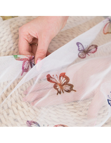 MOTYLKI Firanka żakardowa gotowa na prosto, szerokość 140 x wysokość 230cm, kolor 001 biały P00310