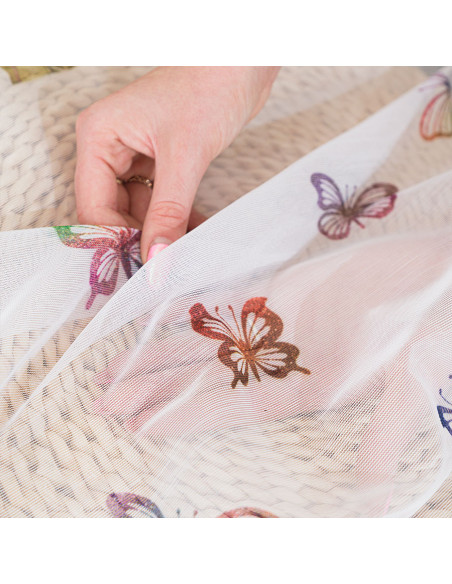 MOTYLKI Firanka żakardowa gotowa na prosto, szerokość 140 x wysokość 230cm, kolor 001 biały P00310