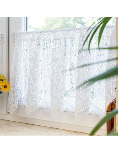 INESS Zazdrostka gotowa ażurowa, szerokość 200 x wysokość 40cm, kolor 001 biały 913501