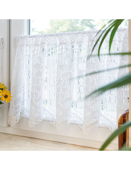 INESS Zazdrostka gotowa ażurowa, szerokość 200 x wysokość 40cm, kolor 001 biały 913501