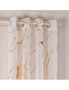 MARMA Firana gotowa na przelotkach z ołowianką, szerokość 140cm x wysokość 250cm, kolor 004 biały ze złotym zdobieniem 1 2