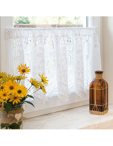 INESS Zazdrostka gotowa ażurowa, szerokość 200 x wysokość 60cm, kolor 001 biały 913501