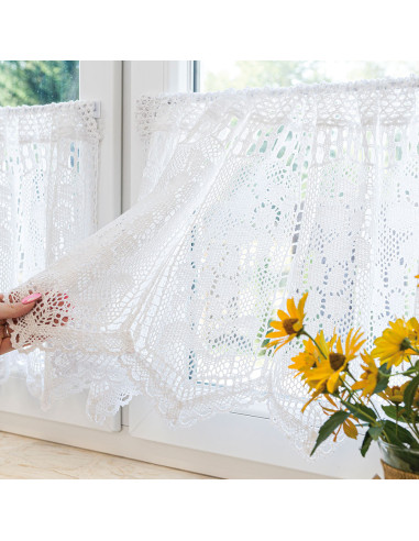 INESS Zazdrostka gotowa ażurowa, szerokość 200 x wysokość 60cm, kolor 001 biały 913501