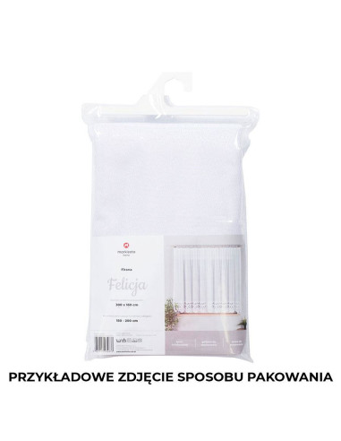 FELICJA Firanka żakardowa gotowa ze wzorem na samym dole na prosto, szerokość 300 x wysokość 250cm, kolor 001 biały 018989