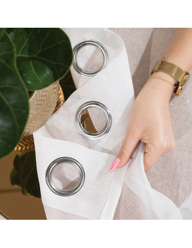 ETAMINA Firana gotowa na srebrnych przelotkach, szerokość 140 x wysokość 250cm, kolor 001 biały FG0006