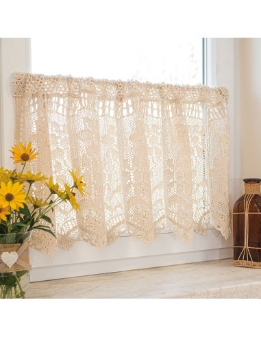 INESS Zazdrostka gotowa ażurowa, szerokość 150 x wysokość 40cm, kolor 012 kremowy 913501