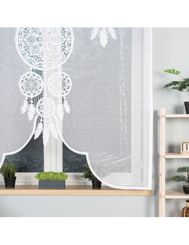 LEA Panel żakardowy gotowy, z motywem łapacza snów, szerokość 160 x wysokość 160, kolor 001 biały 019411