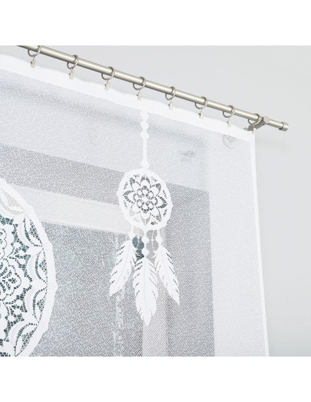 LEA Panel żakardowy gotowy, z motywem łapacza snów, szerokość 160 x wysokość 160, kolor 001 biały 019411