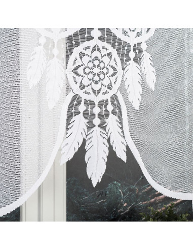 LEA Panel żakardowy gotowy, z motywem łapacza snów, szerokość 160 x wysokość 160, kolor 001 biały 019411