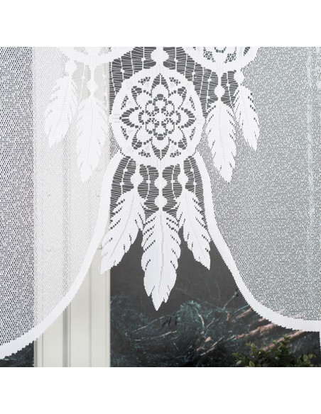 LEA Panel żakardowy gotowy, z motywem łapacza snów, szerokość 160 x wysokość 160, kolor 001 biały 019411