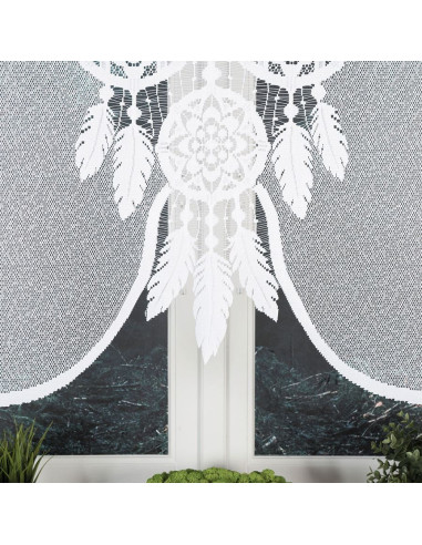 LEA Panel żakardowy gotowy, z motywem łapacza snów, szerokość 160 x wysokość 160, kolor 001 biały 019411