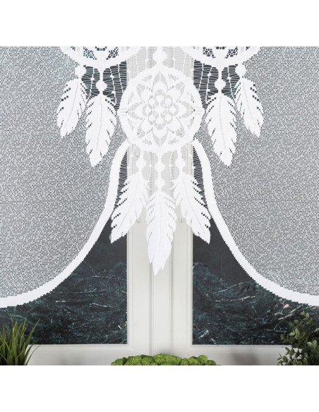 LEA Panel żakardowy gotowy, z motywem łapacza snów, szerokość 160 x wysokość 160, kolor 001 biały 019411