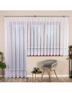 MODESTA Firanka żakardowa gotowa, szerokość 200 x wysokość 250cm, kolor 001 biały 017173