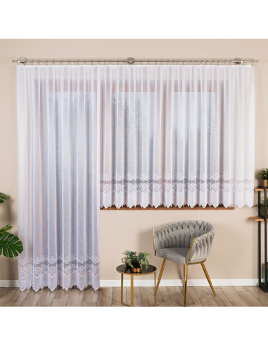 MODESTA Firanka żakardowa gotowa, szerokość 200 x wysokość 250cm, kolor 001 biały 017173