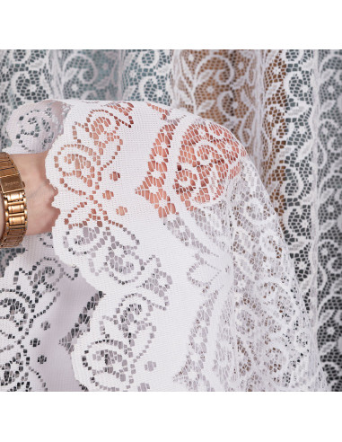 BOGUMIŁA Firanka żakardowa gotowa, szerokość 300 x wysokość 250cm, kolor 001 biały 004542