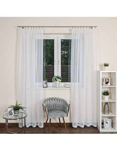 ETAMINA Firana gotowa na taśmie, szerokość 140 x wysokość 250cm, kolor 001 biały FG0003