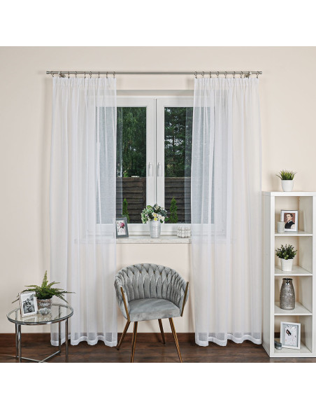 ETAMINA Firana gotowa na taśmie, szerokość 140 x wysokość 250cm, kolor 001 biały FG0003