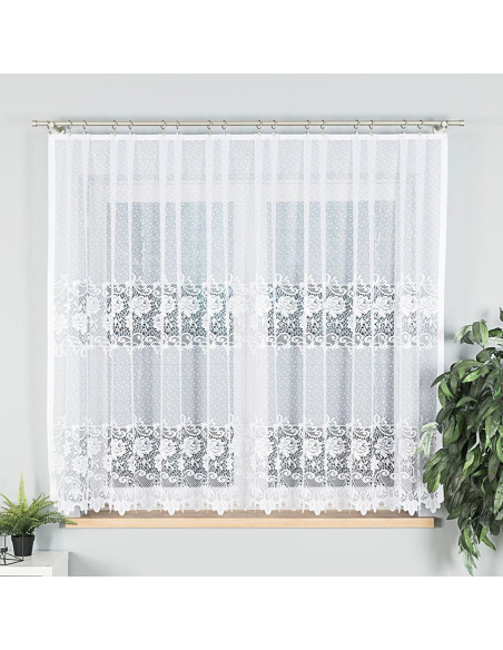 DEMETRIA Firanka żakardowa gotowa na prosto, szerokość 300 x wysokość 160cm, kolor 001 biały 017480