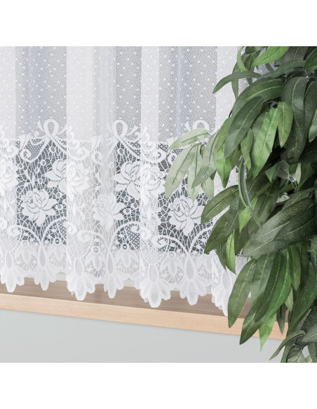 DEMETRIA Firanka żakardowa gotowa na prosto, szerokość 300 x wysokość 160cm, kolor 001 biały 017480