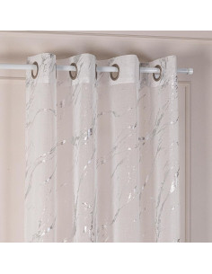 MARMA Firana gotowa na przelotkach z ołowianką, szerokość 140cm x wysokość 250cm, kolor 001 biały ze srebrnym zdobieniem 2