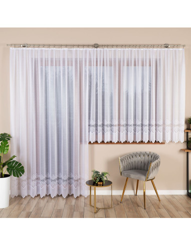 MODESTA Firanka żakardowa gotowa, szerokość 300 x wysokość 250cm, kolor 001 biały 017173