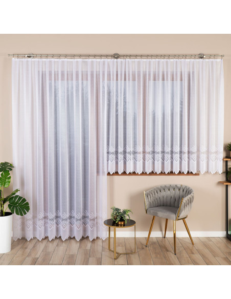 MODESTA Firanka żakardowa gotowa, szerokość 300 x wysokość 250cm, kolor 001 biały 017173