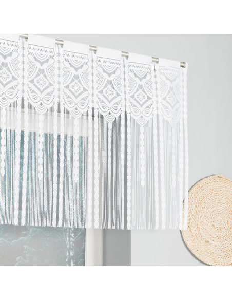 INARA Zazdrostka makramowa żakardowa gotowa, szerokość 180 x wysokość 75cm, kolor 001 biały 001470