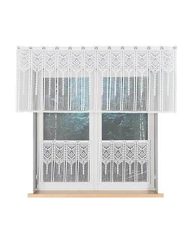 INARA Zazdrostka makramowa żakardowa gotowa, szerokość 180 x wysokość 75cm, kolor 001 biały 001470