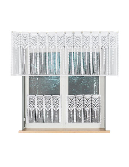 INARA Zazdrostka makramowa żakardowa gotowa, szerokość 180 x wysokość 75cm, kolor 001 biały 001470