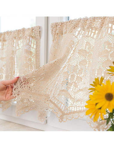 INESS Zazdrostka gotowa ażurowa, szerokość 150 x wysokość 60cm, kolor 012 kremowy 913501