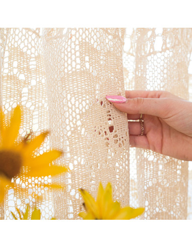 INESS Zazdrostka gotowa ażurowa, szerokość 200 x wysokość 40cm, kolor 012 kremowy 913501