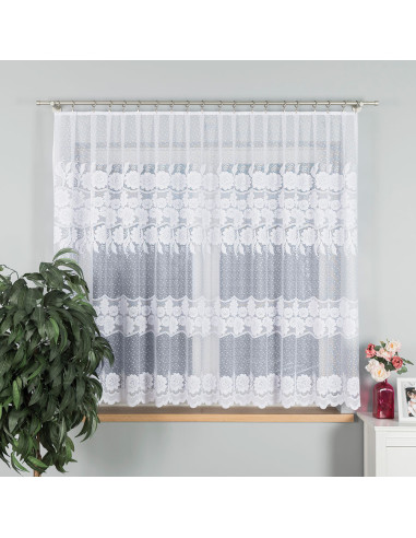 OKSANA Firanka żakardowa gotowa, szerokość 300 x wysokość 160cm, kolor 001 biały 049360