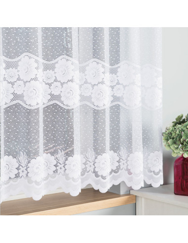 OKSANA Firanka żakardowa gotowa, szerokość 300 x wysokość 160cm, kolor 001 biały 049360