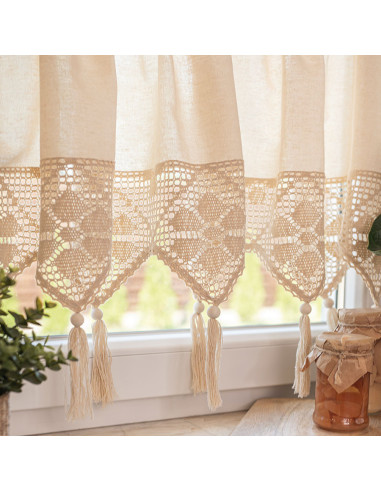 RACHELA Zazdrostka gotowa z ażurem, szerokość 200 x wysokość 75cm, kolor 012 kremowy 912432