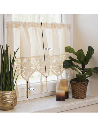 RACHELA Zazdrostka gotowa z ażurem, szerokość 200 x wysokość 75cm, kolor 012 kremowy 912432