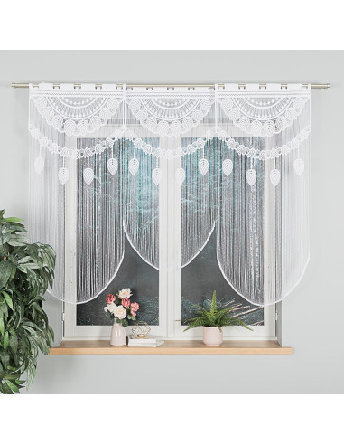 RANI Makrama żakardowa gotowa, szerokość 60 x wysokość 120cm, kolor 001 biały 001474