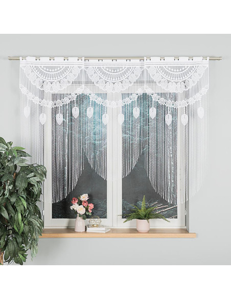 RANI Makrama żakardowa gotowa, szerokość 60 x wysokość 120cm, kolor 001 biały 001474