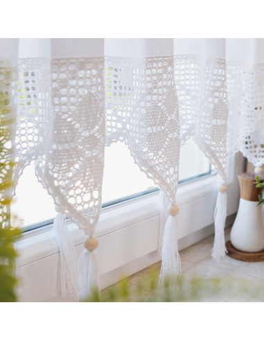 RACHELA Zazdrostka gotowa z ażurem, szerokość 150 x wysokość 45cm, kolor 001 biały 912432