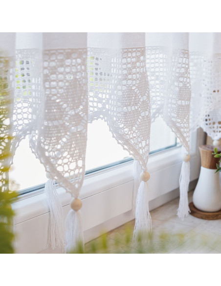 RACHELA Zazdrostka gotowa z ażurem, szerokość 150 x wysokość 45cm, kolor 001 biały 912432