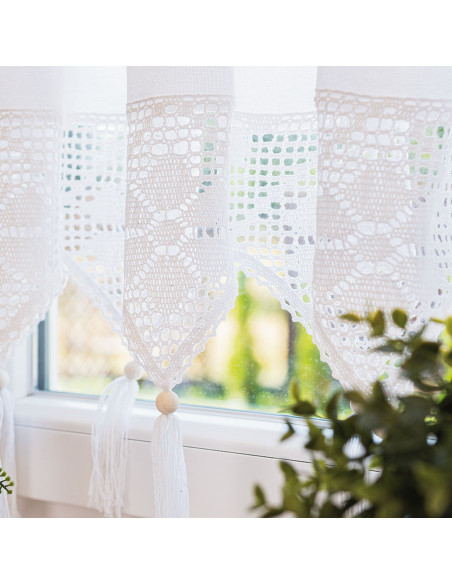 RACHELA Zazdrostka gotowa z ażurem, szerokość 150 x wysokość 45cm, kolor 001 biały 912432