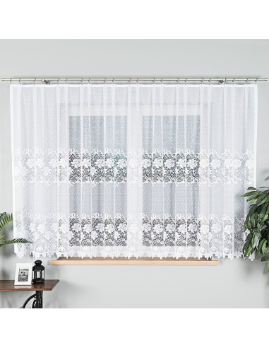 DEMETRIA Firanka żakardowa gotowa na prosto, szerokość 400 x wysokość 160cm, kolor 001 biały 017480